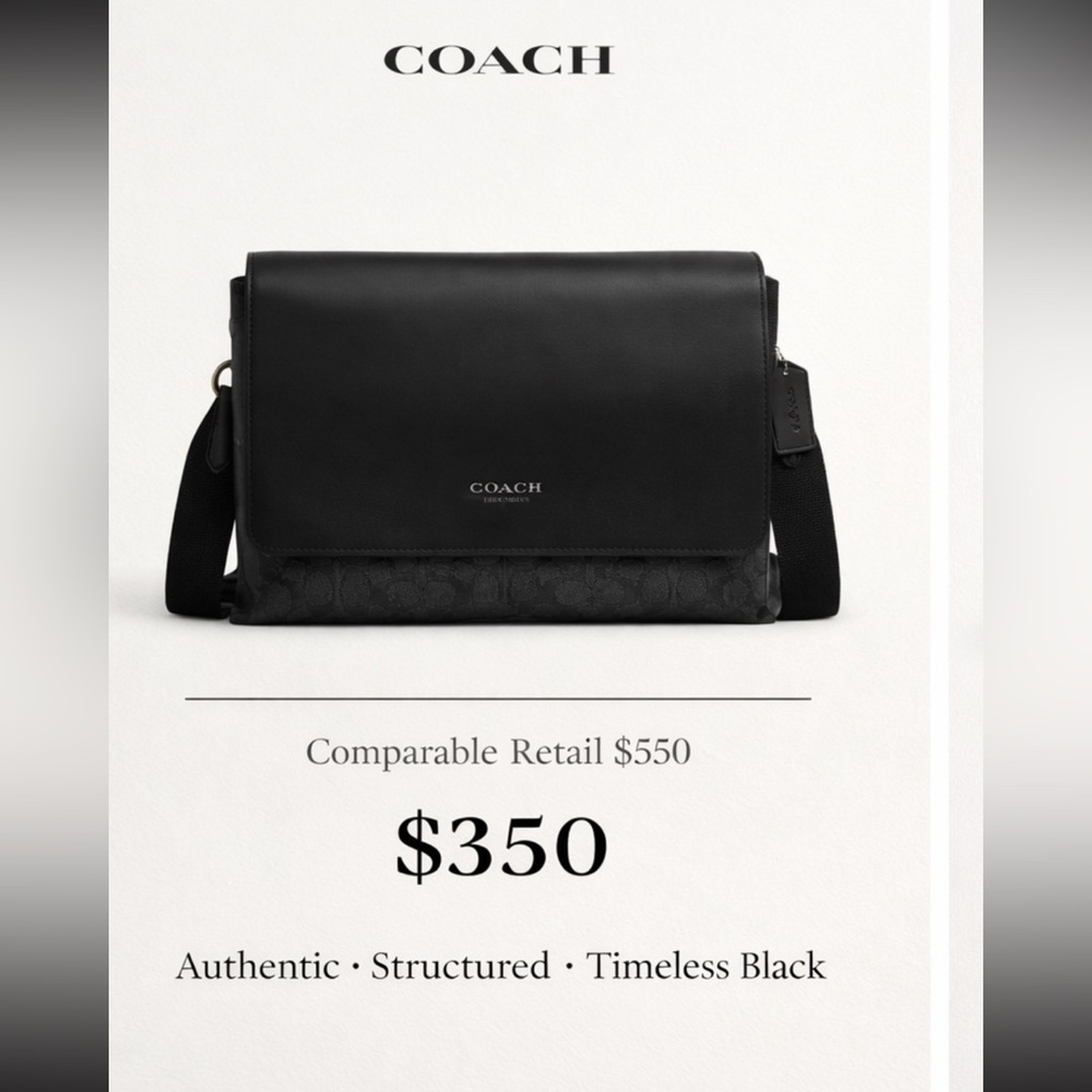 Coach Men's Timeless Black Messenger Bag Brand! NWT! Retails for $550!